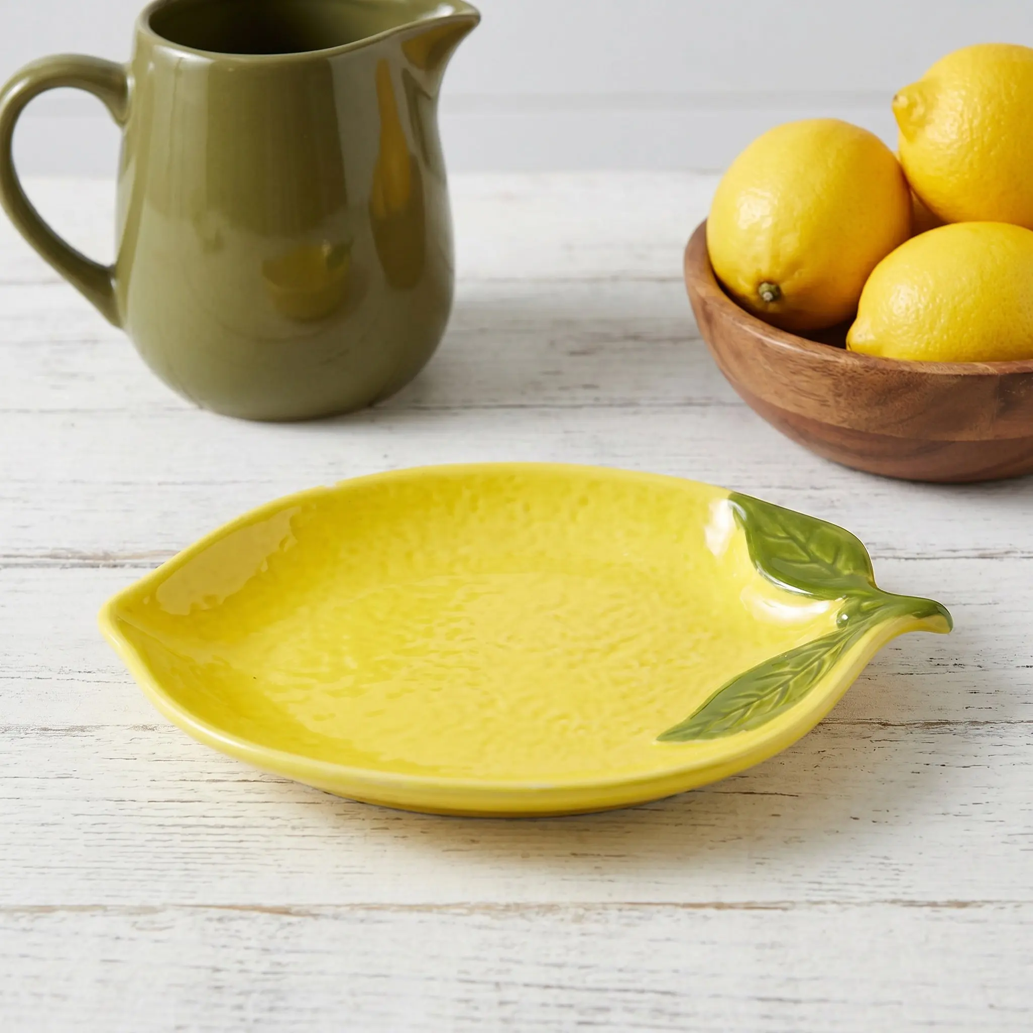 5Pcs Ceramic Lemon Shape Decorative Plates Fruit Salad Appetizer Snack Dessert Candy Nut Tray Kitchen Serving Dish
