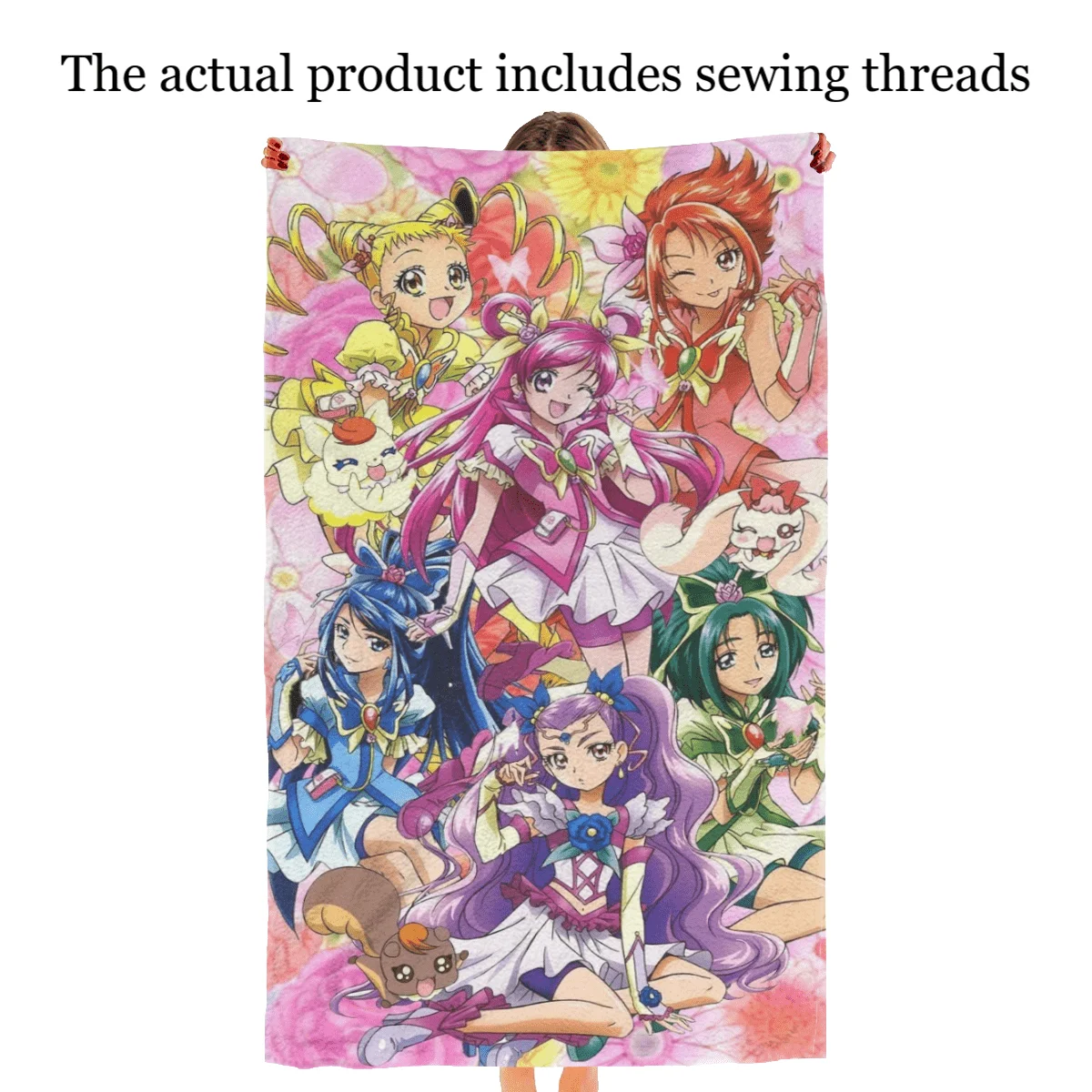 1pc Cute Y-Yes P-PreCure Beach Towel Microfiber Quick Dry Anime Bath Towel For Pool Beach Travel Magical Girl Anime Fans Gift