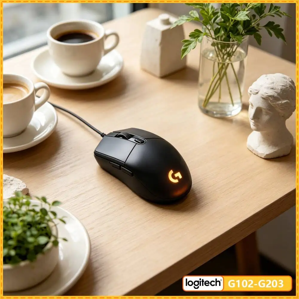 Logitech G203 Gaming Mouse 200-8000 DPI Adjustable LIGHTSYNC RGB 6 Buttons Mechanical Tensioning 85g Windows Precise