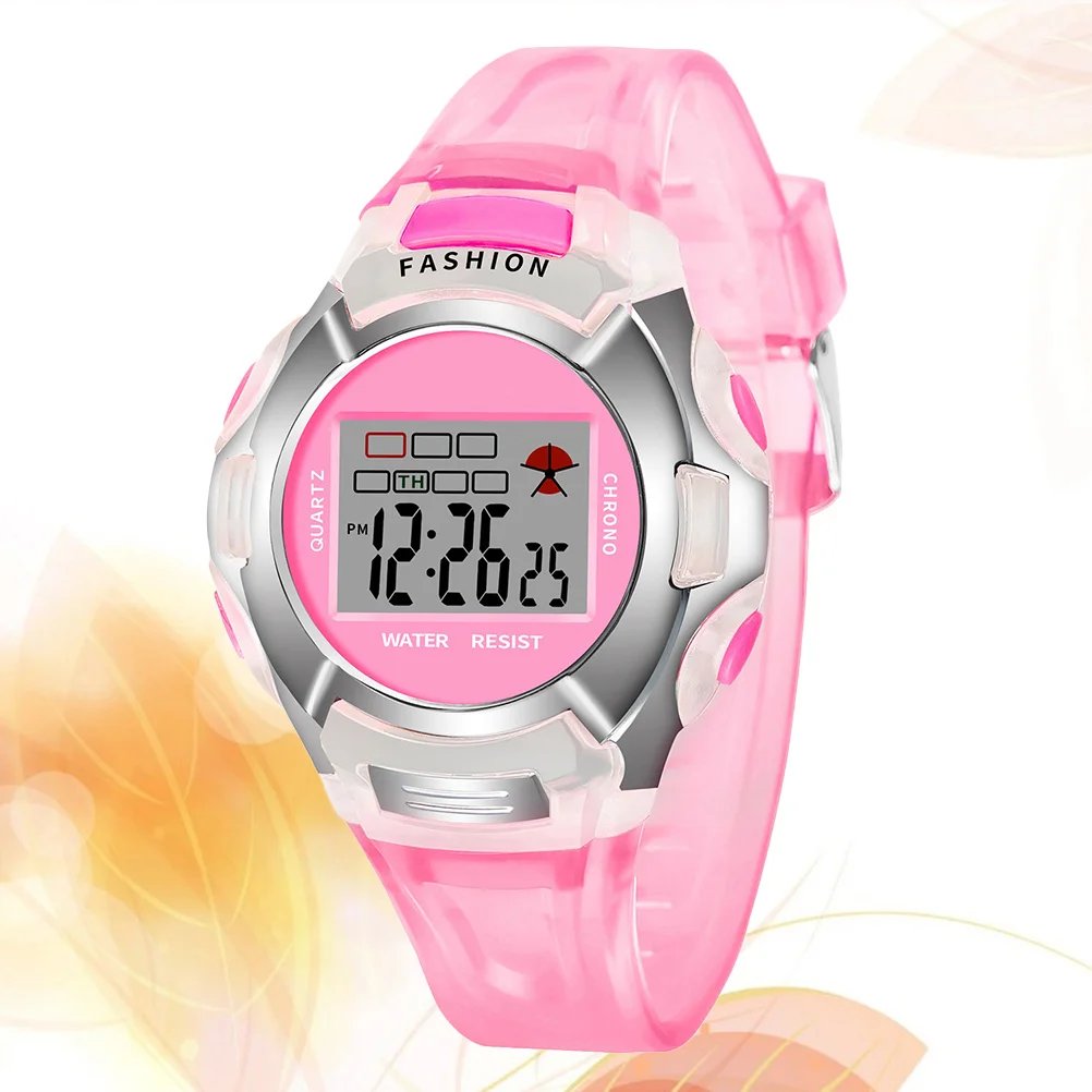 Sports Waterproof Watch Pink Stylish Electronic Wristwatch for LED Luminous Sports Watch for