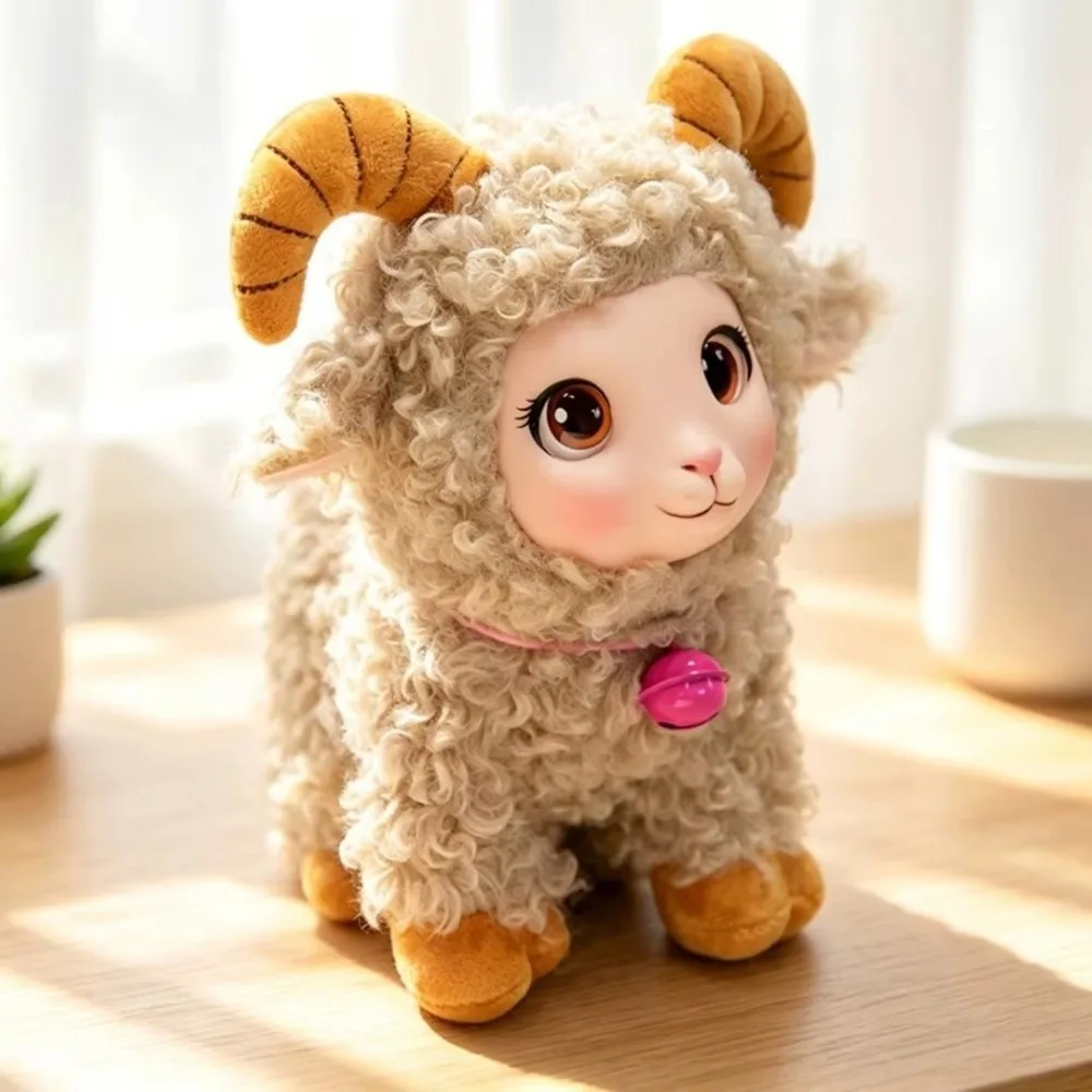 Soft Vinyl Plush Toy Lamb Stuffed Texture Random Accessory Color Plush Doll Pendant With Bell Room Accent Stuffed Animal Sheep