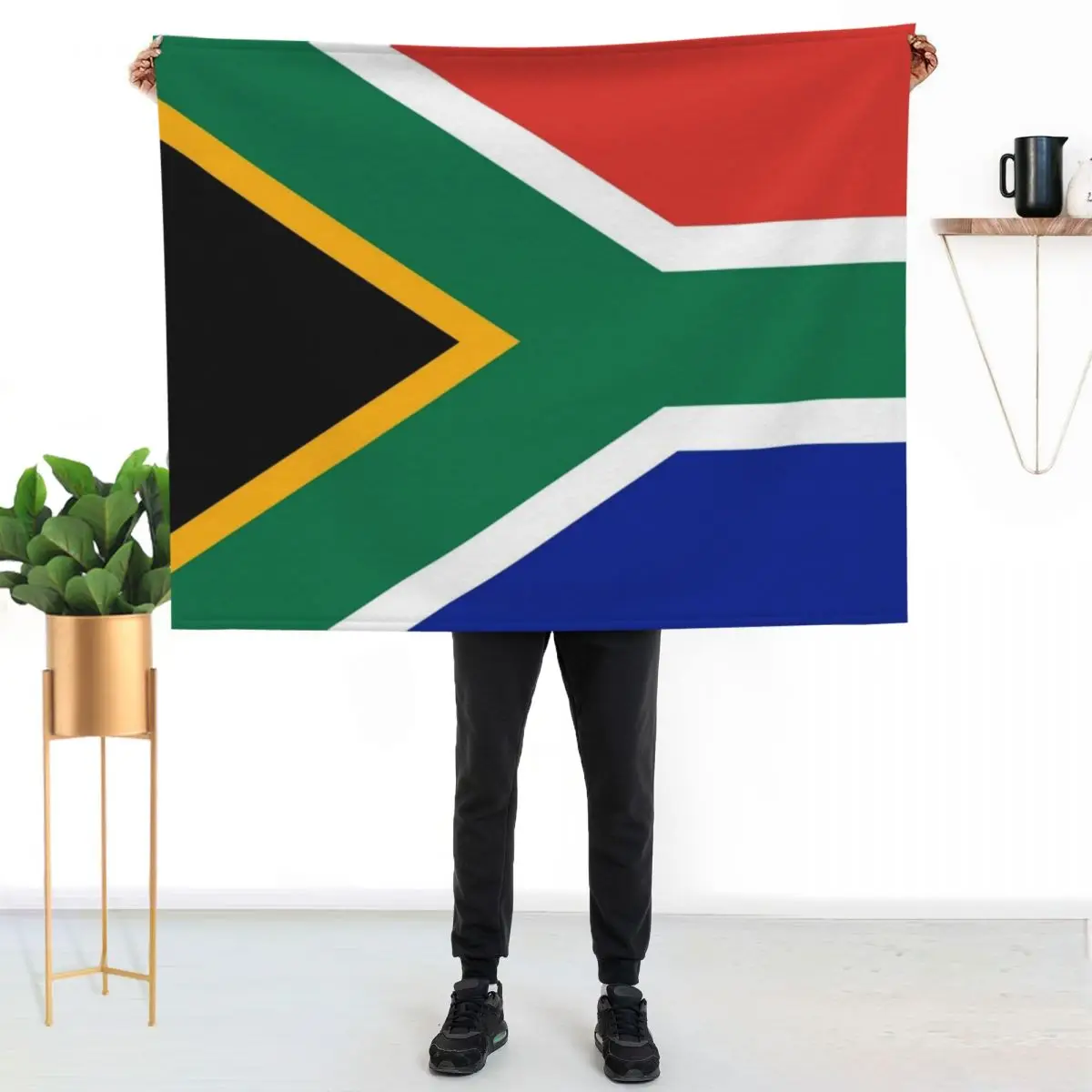 

South African Flag Throw Blanket Soft Sherpa Fleece Warm Blanket for Winter