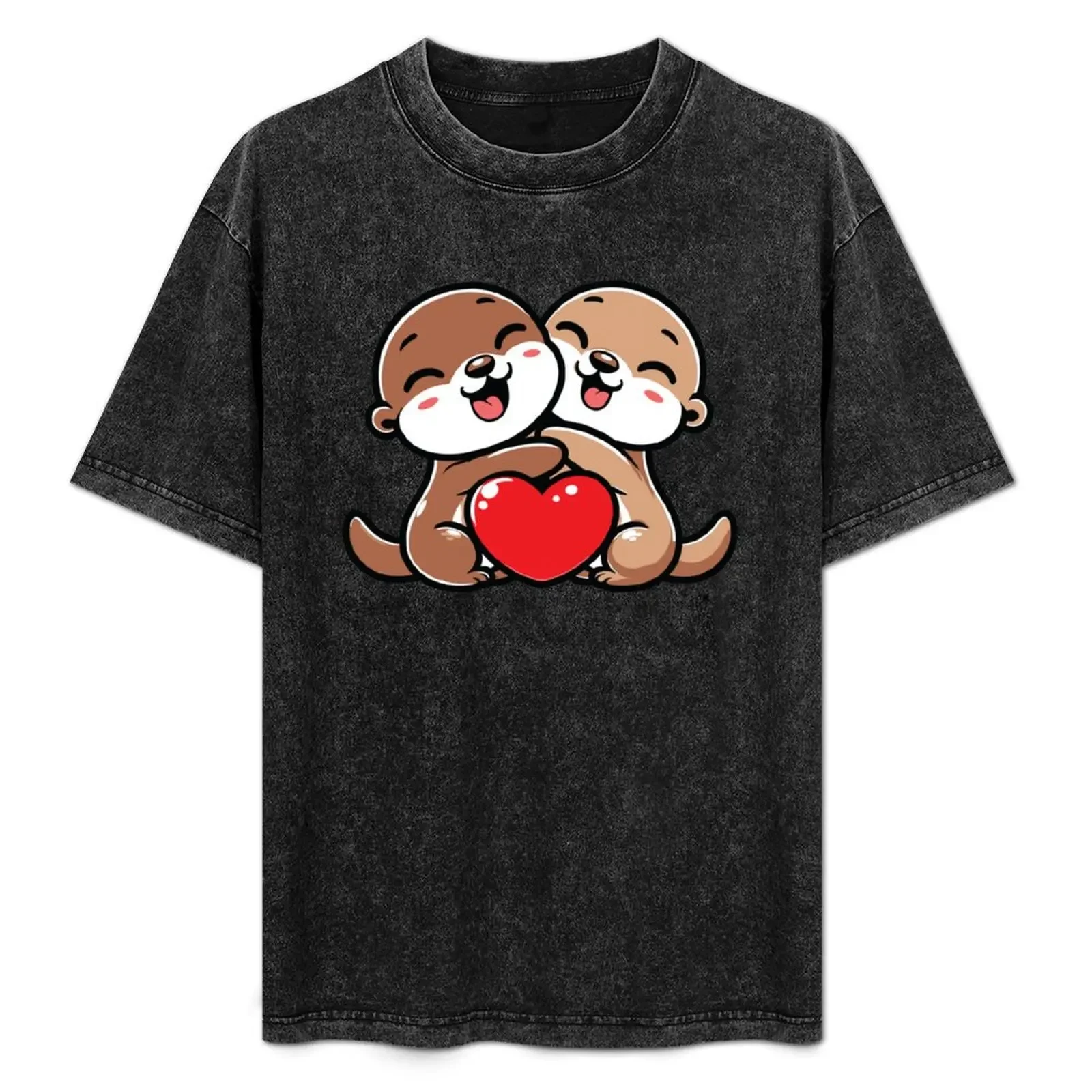 Otters In Love T-Shirt plus sizes aesthetic clothes Short sleeve tee cotton graphic tees men t shirts