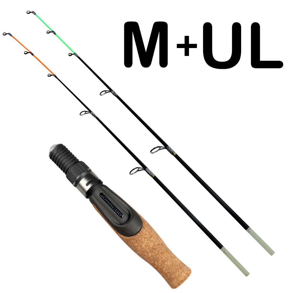 Eis angelrute Stange 53cm Flache Feste spitze 2 abschnitt Winter Angelrute Licht gewicht Glasfaser Fluss Garnelen Karpfen angelrute