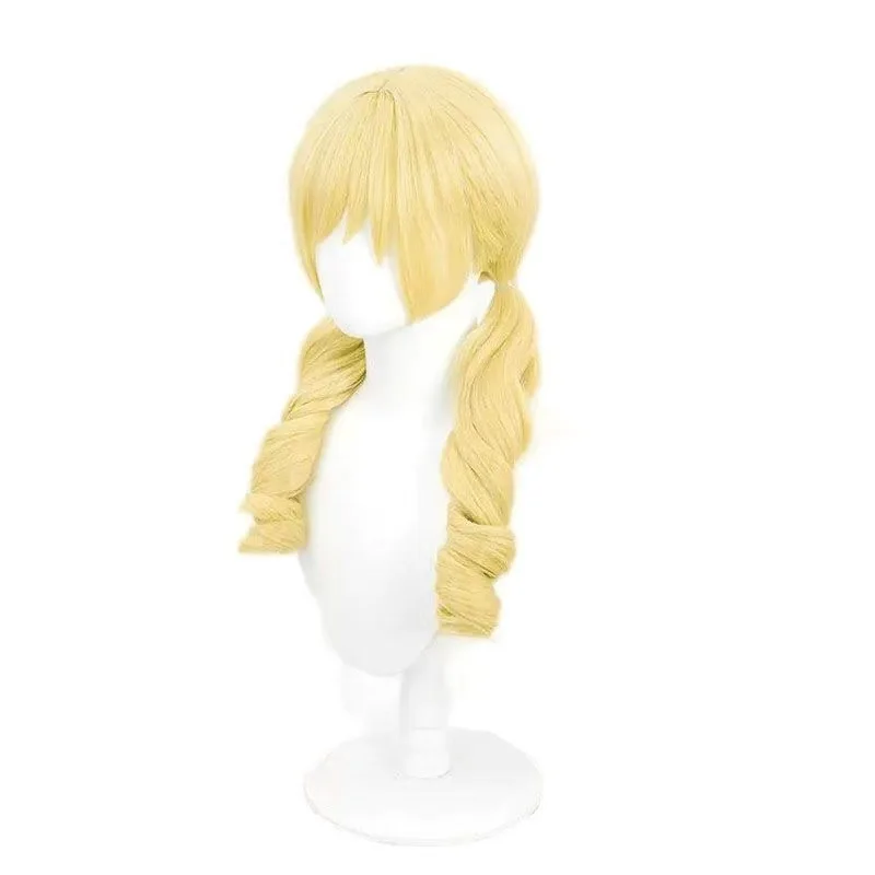 1 قطعة شعر مستعار ذهبي مجعد ذو ذيل مزدوج لفتاة أنيمي السحرية Puella Magi Madoka Magica Mami Tomoe #3