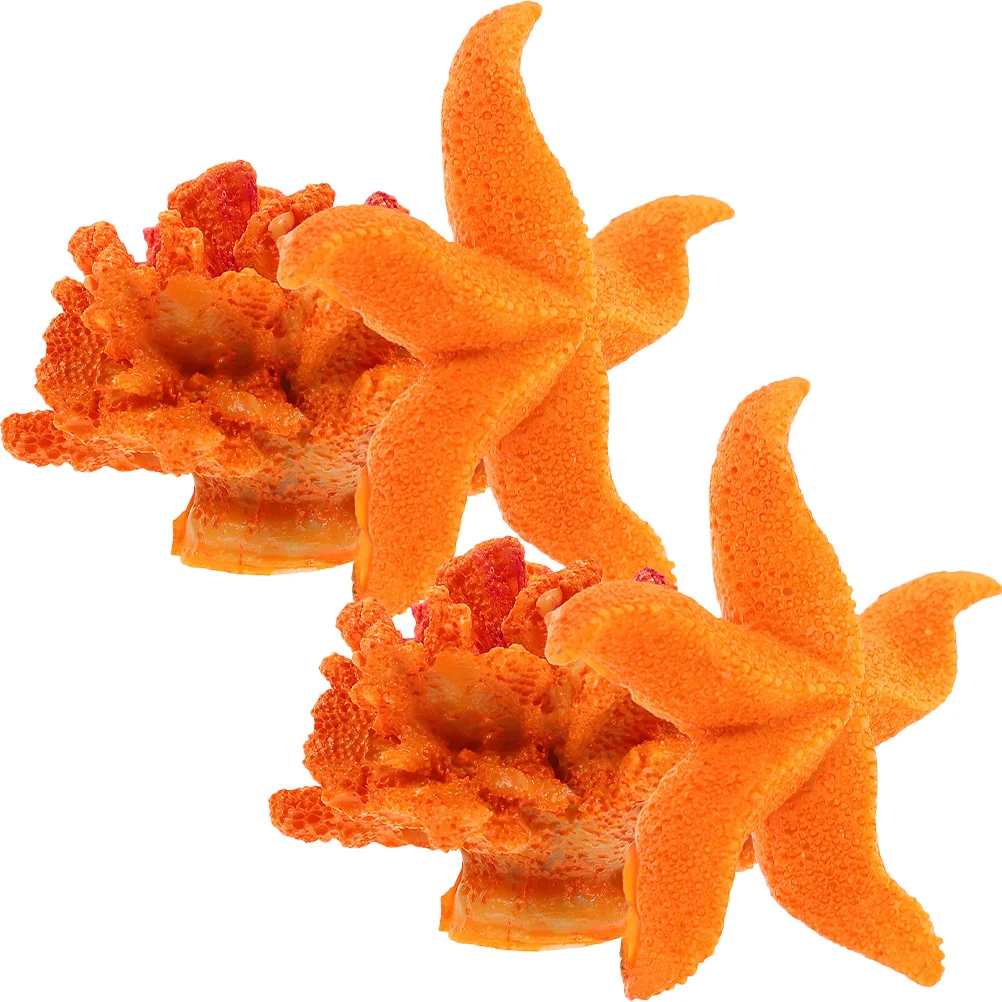 4Pcs Aquarium Artificial Coral Sea Star Resin Coral Reef Decorative Fish Tank Supply Home Desktop Ornament Aquarium Accessory
