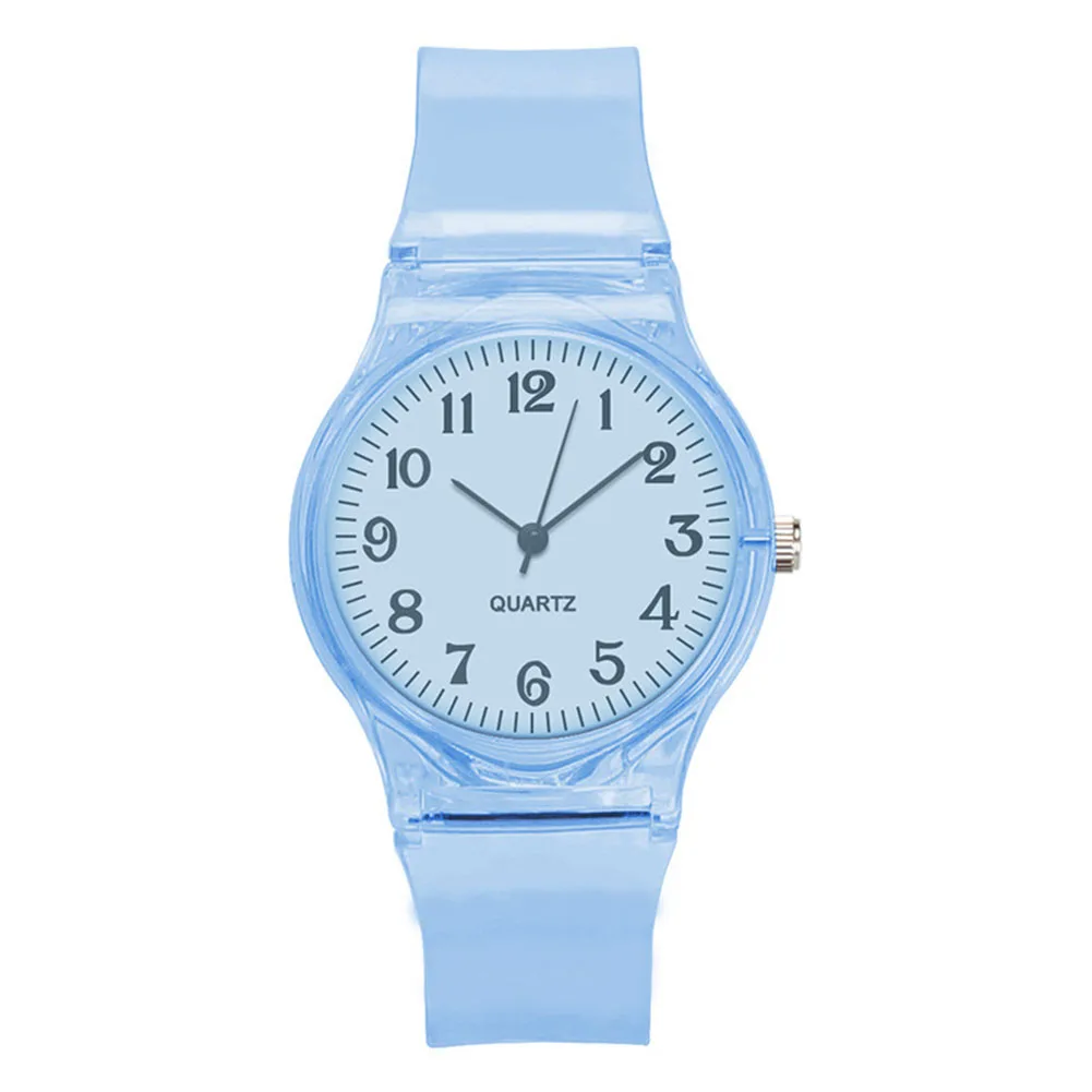 Fashion Transparent Candy Color Plastic Band Casual Quartz Watches