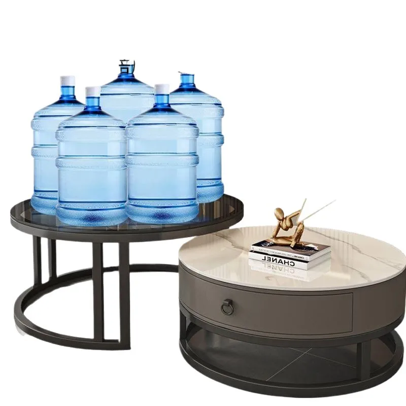 

household living room combination small apartment light luxury simple modern Nordic Internet celebrity marble round tea table