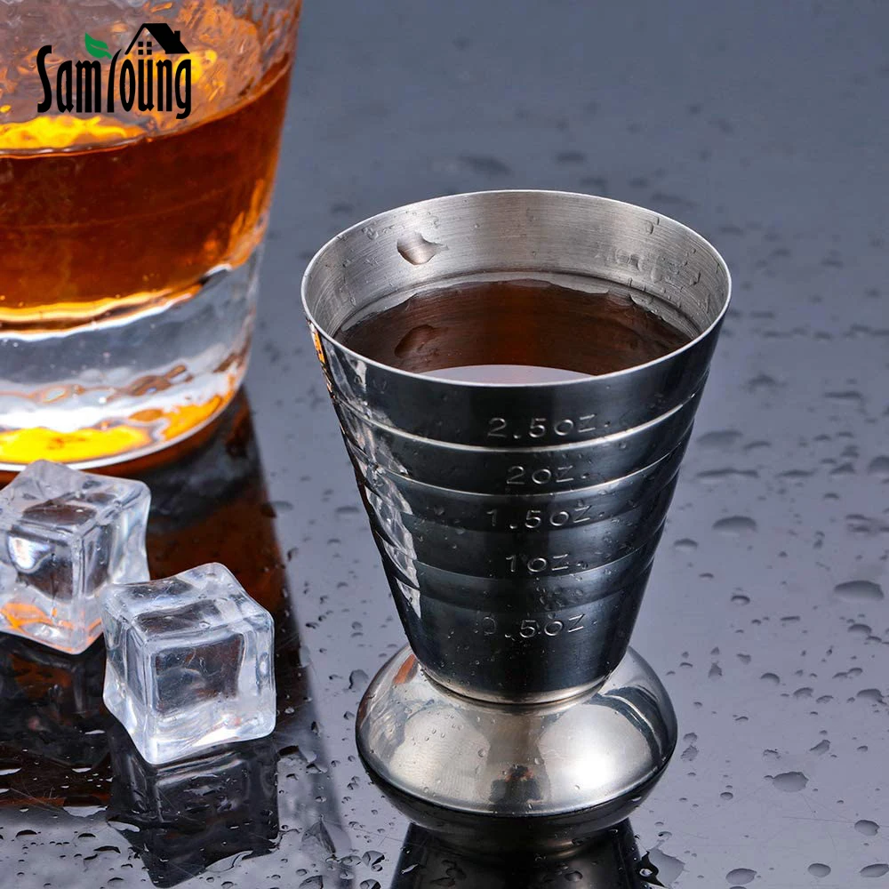 

75ml Jigger Bar Stainless Steel Magic Measuring Cup 304 Cocktail Ounce Measuring Cup With Scale Multi-function Cocktail Bar Tool