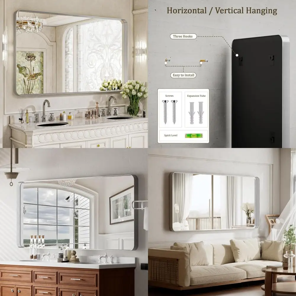 

Large 30x56 Inch Deep Frame Wall Mirror with Shatterproof Tempered Glass, Modern Bathroom Vanity Mirror for Elegant Home Decor