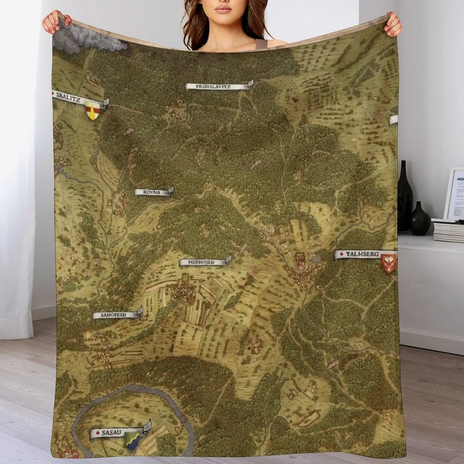 Kingdom Come Deliverance Map Throw Blanket Polar Softest Blankets