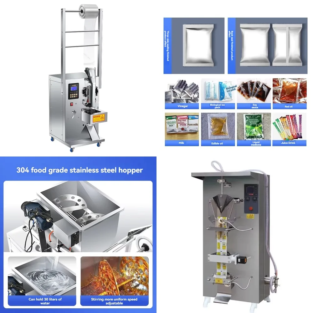 

Автоматическая машина для фасовки жидкостей: для соевого соуса и уксуса, с трехсторонней запайкой и задней запайкой