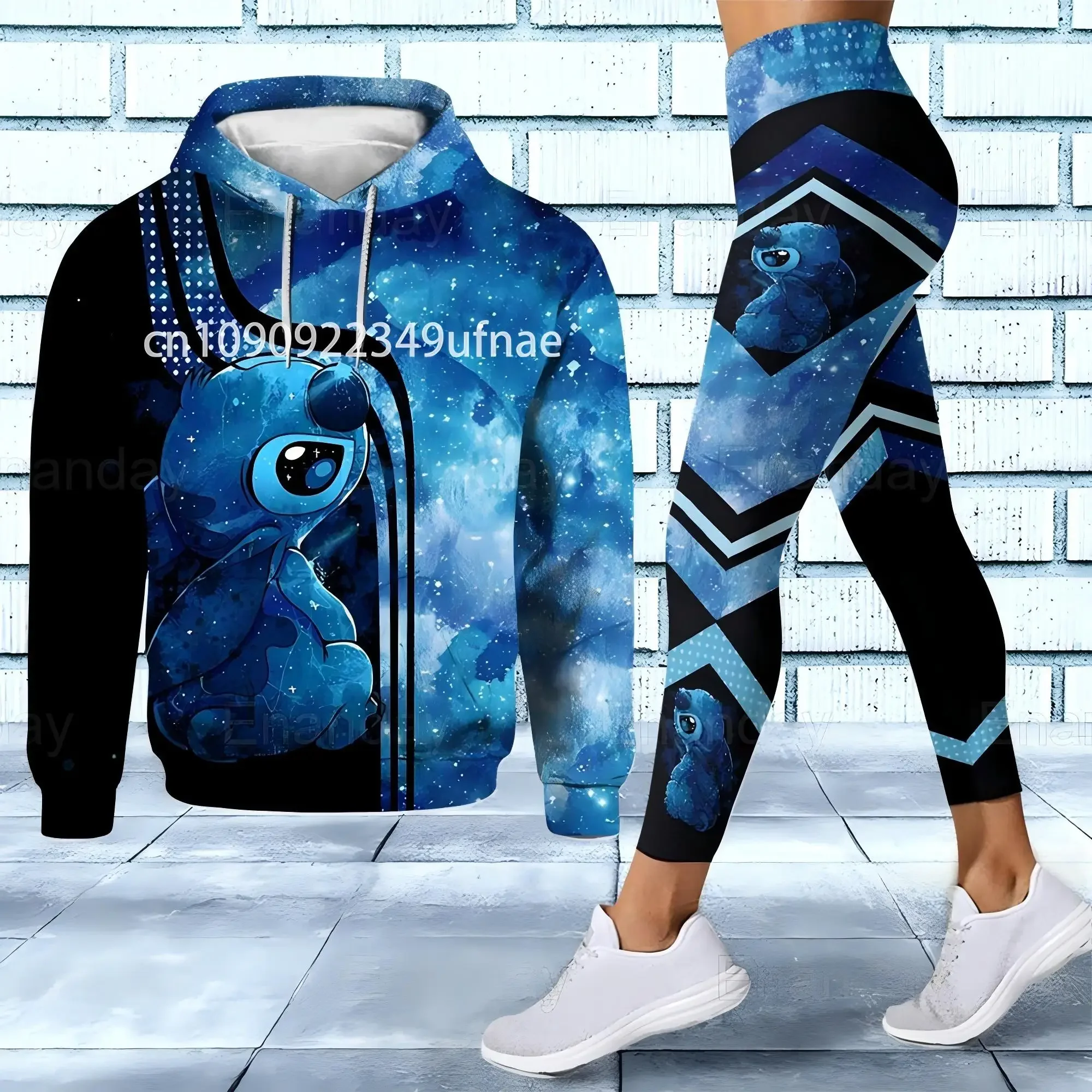 2025 Disney Stitch Women's Hoodie Set Yoga Pants Sweatpants Women's Disney Christmas Yoga Hoodie Leggings Fashion Sportswear