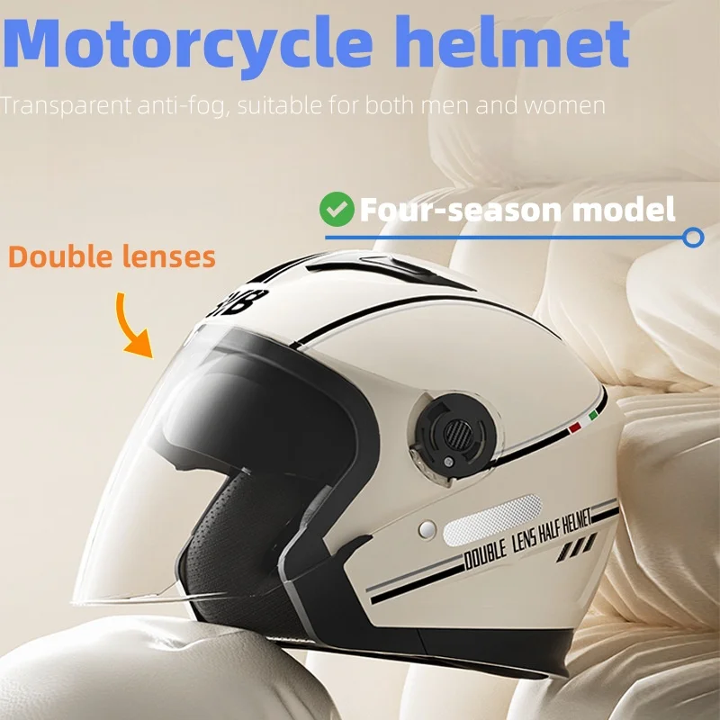 Casco de bicicleta eléctrica, casco de motocicleta, casco de ciclismo, casco antiniebla de doble capa, con funciones de seguridad y resistente al viento