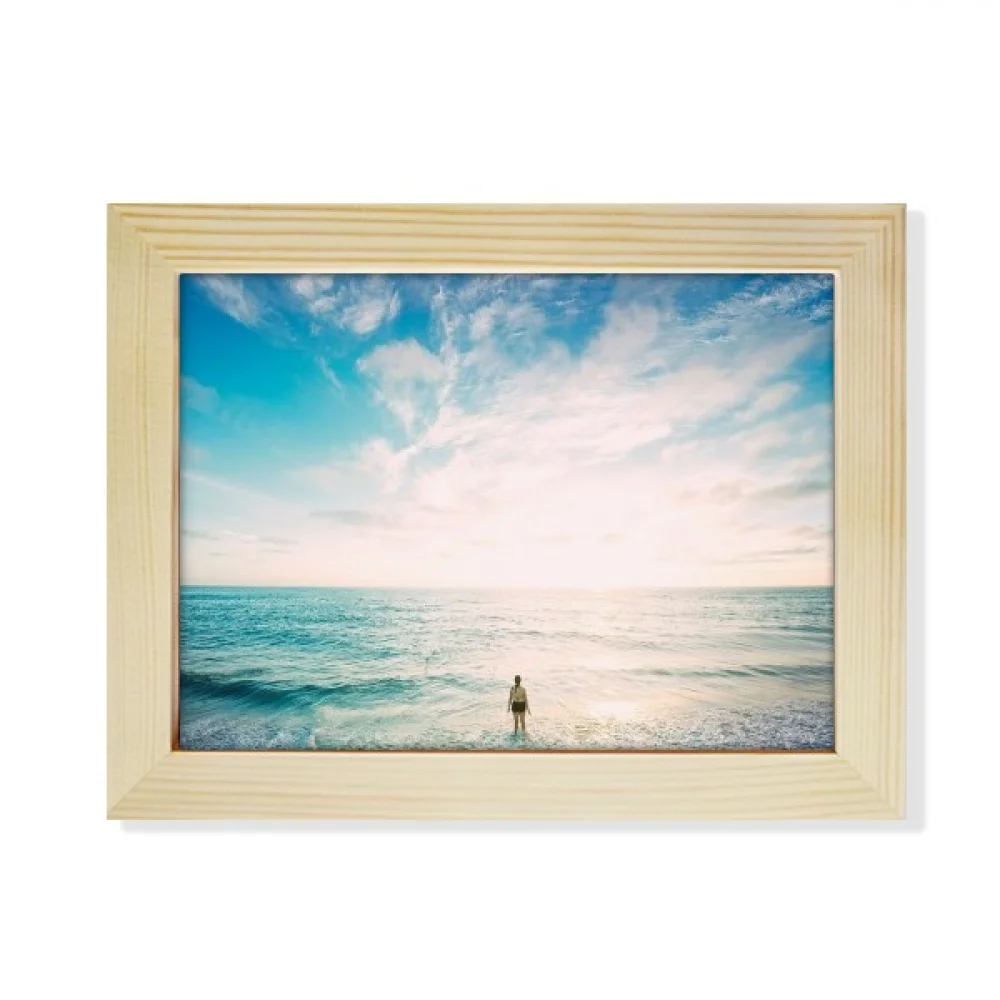 Ocean Sand Beach Sea Picture Desktop Photo Frame Picture Art Decoration Painting 6x8 inch