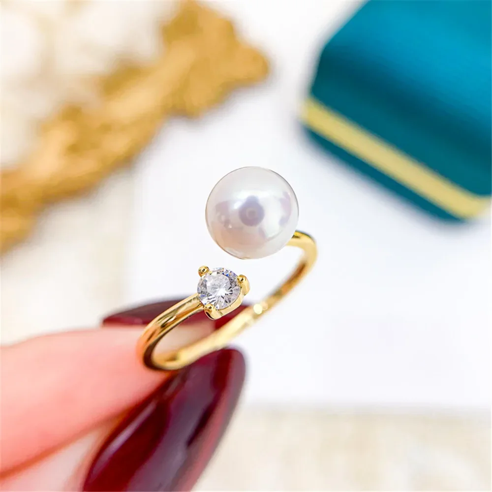 

Solid S925 Sterling Silver Pearl Ring Setting For Women DIY Handmade Adjustable Ring Material Fine Jewelry Accessories SJ003