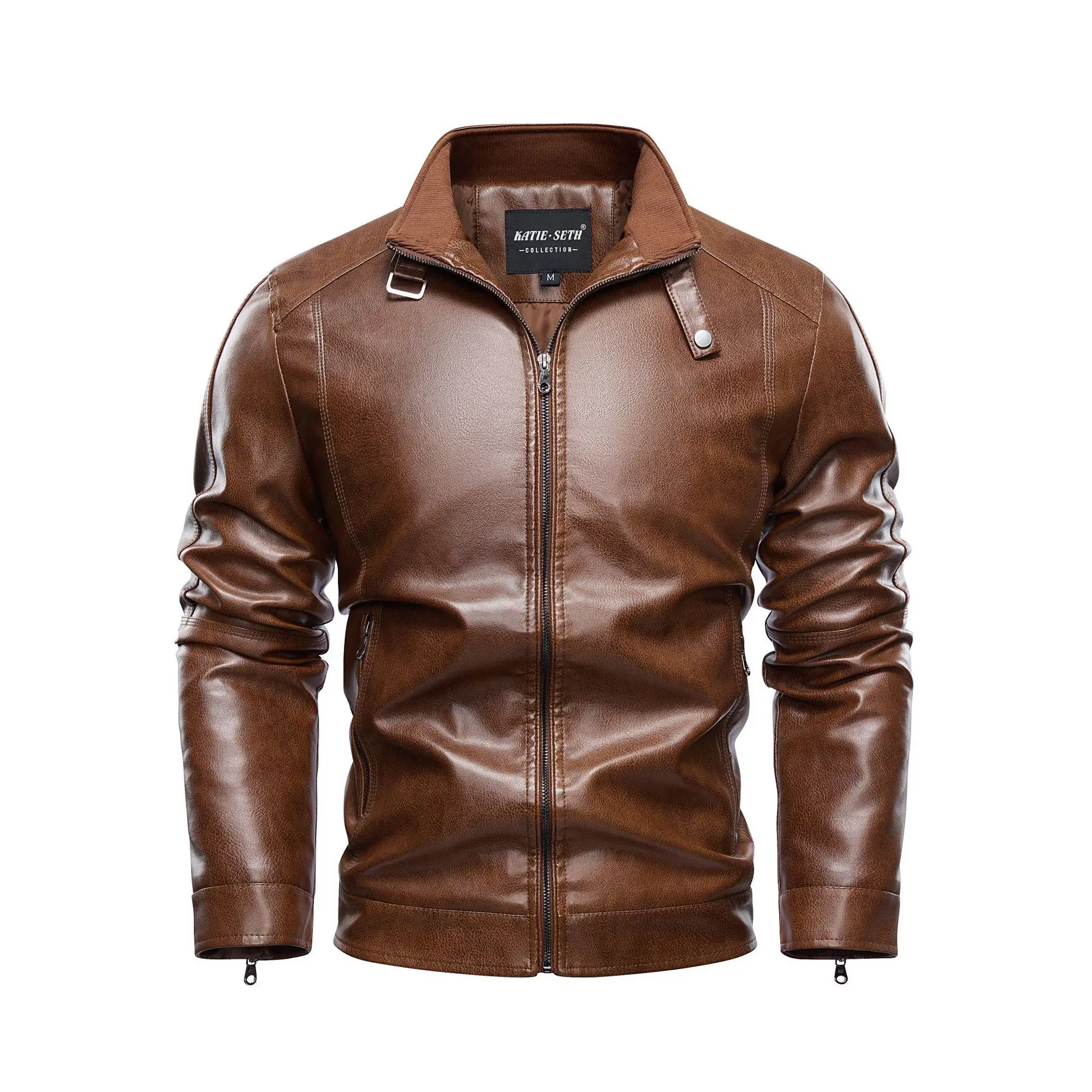 

2025 Autumn Winter Man Leather Jacket Vintage Waterproof Stand Collar Male Outerwear Motorcycle Punk Long Sleeve Men Coat