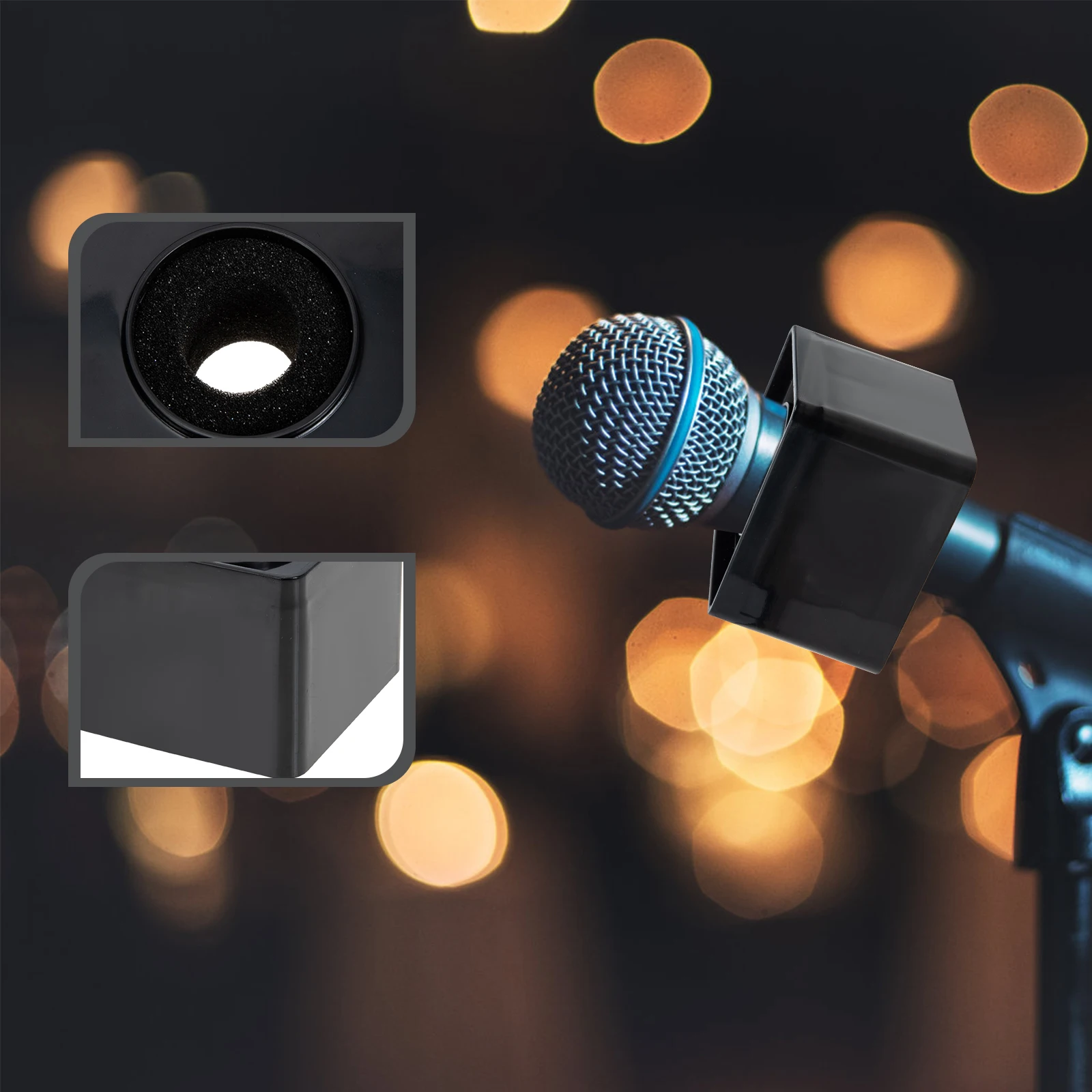 

2pcs Black Square ABS Durable Mic Logo Holder for Handheld Interview Suitable News Accessories Portable Audio Video