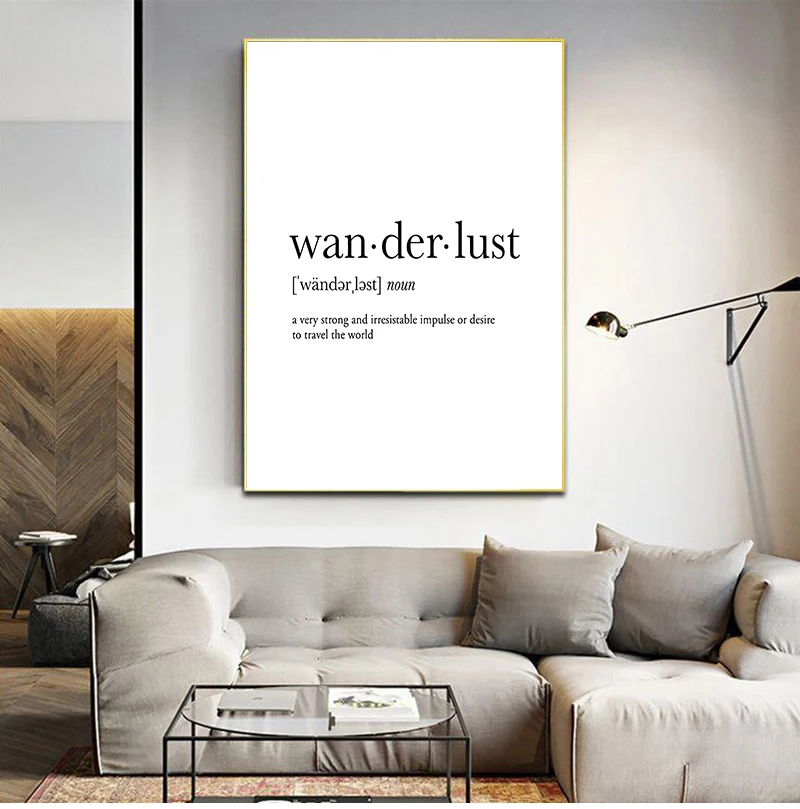 Wanderlust Definition Print Travel Gift College Dorm Decor Dictionary Wall Art Canvas Painting Minimalist Poster Home Decoration