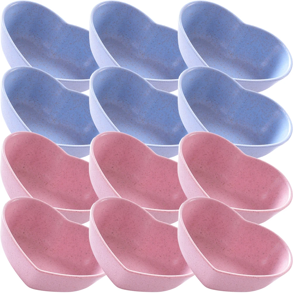 

20pcs Heart Shape Wheat Straw Dipping Bowls Small Sauce Dishes Mini Condiment Bowls For Sushi Sauces Ketchup Japanese