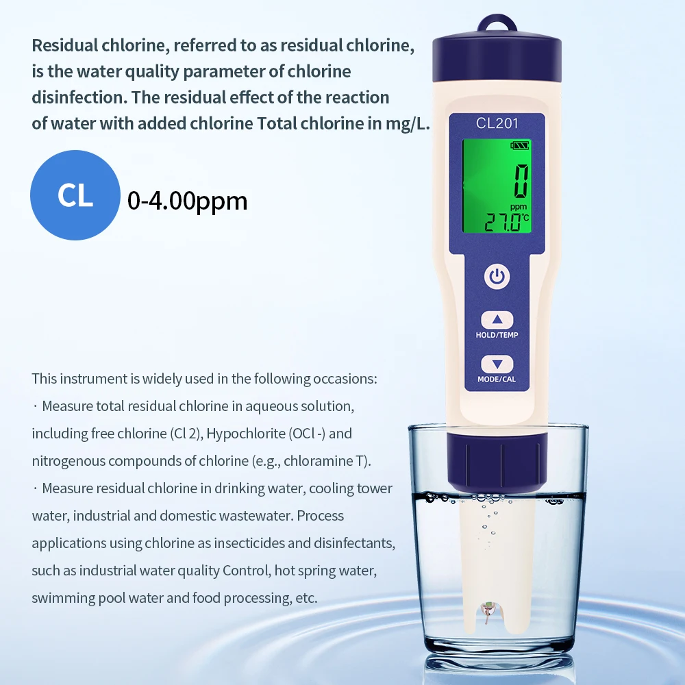 5-in-1-Chlormessgerät PH-Messgerät ORP H2 Temp Cl2 Detektor Wasserqualitätsmonitor Testwerkzeug Filter für Schwimmbad SPA Wasser – Detail 32