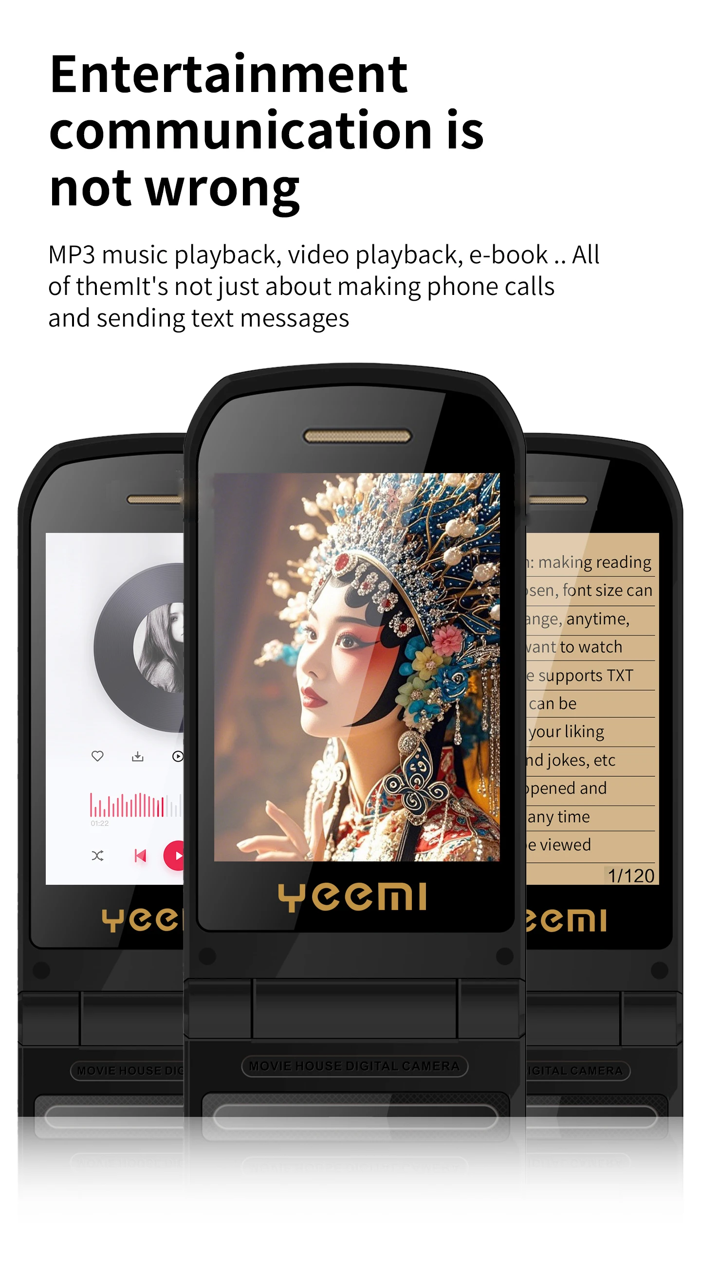 S7A 2G YEEMI Flip CellPhone 2.4inches MTK HD Screen GSM Dual SIM Card 1000mAh Mp3 Mp4 FM 8W Camera Type-C 2G Mobile Phone