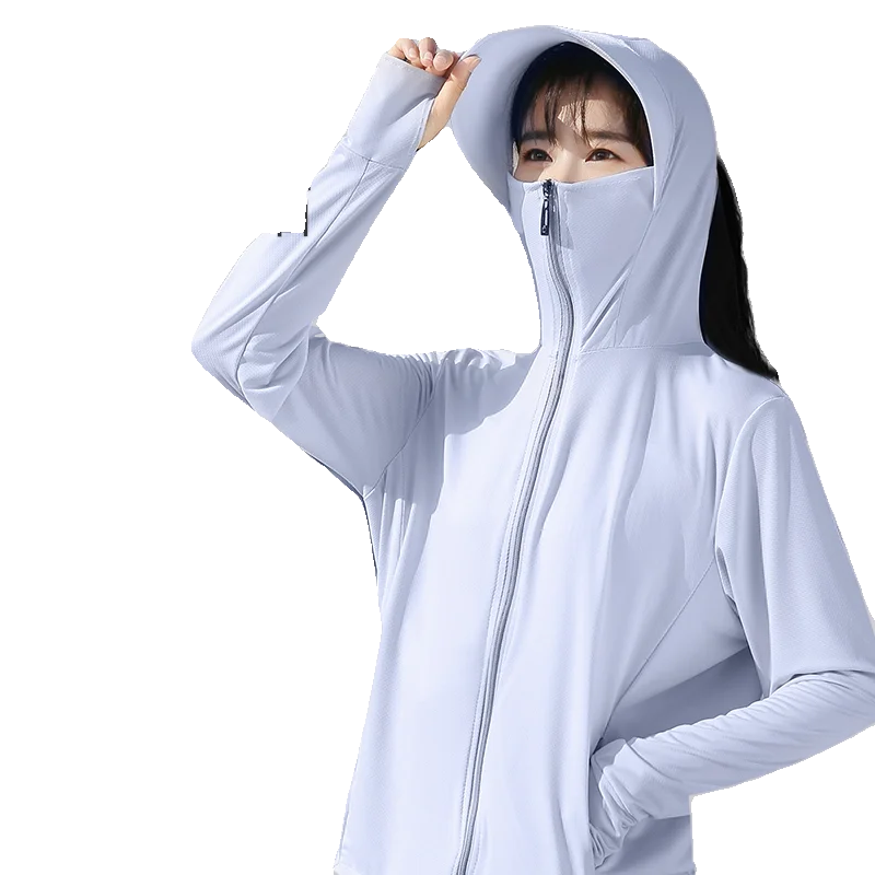 ملابس نسائية بأكمام طويلة للحماية من الأشعة فوق البنفسجية من الحرير الجليدي لركوب الدراجات في الهواء الطلق قابلة للتنفس لصيف ...