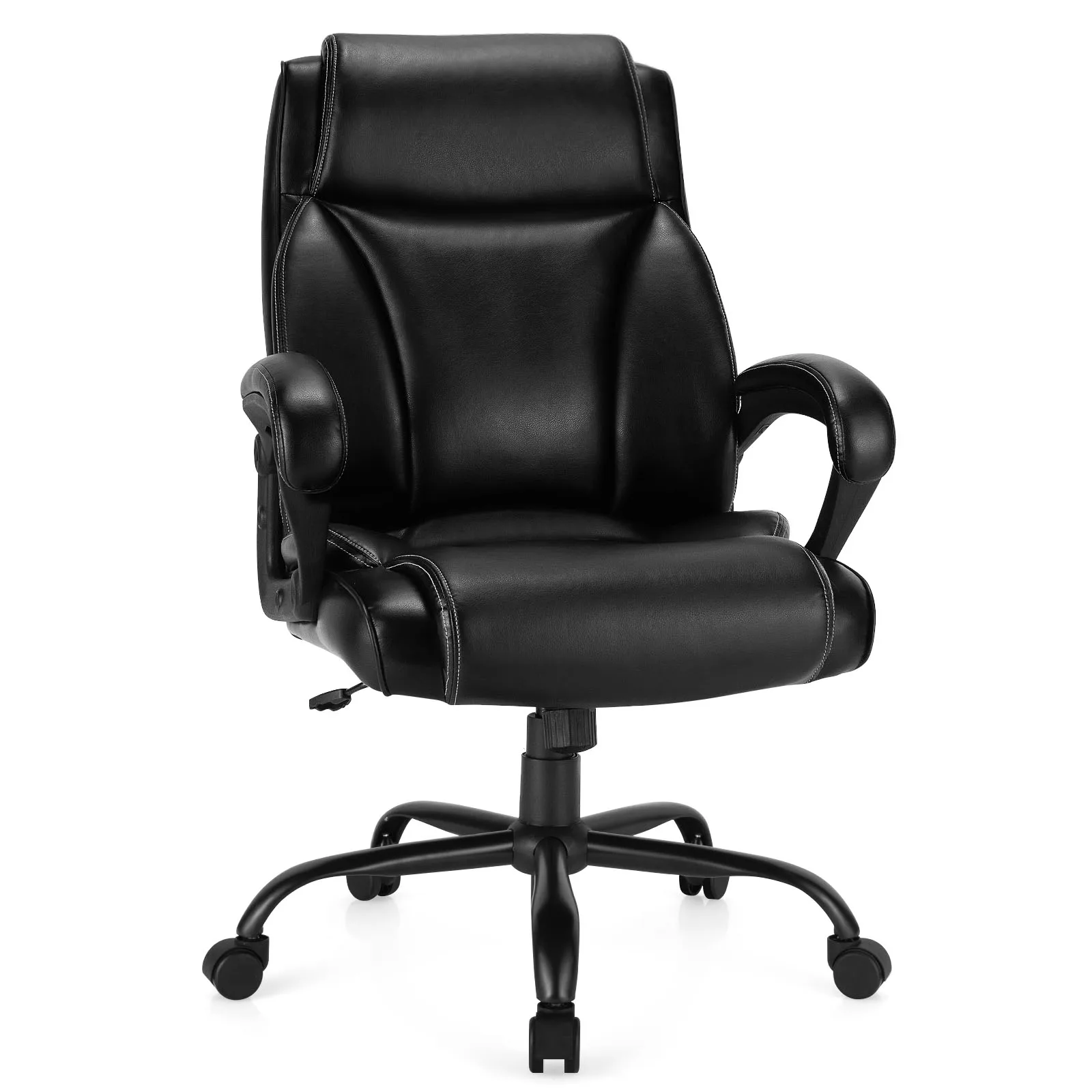 Costway 400 LBS Big & Tall Leather Office Chair Adjustable High Back Task Chair HW66728