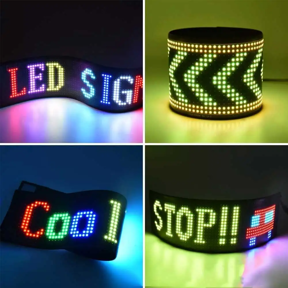 LED Sign Panel Scrolling Advertising Bluetooth App Control Logo Light Customize Text Pattern Animation Programmable Car Display