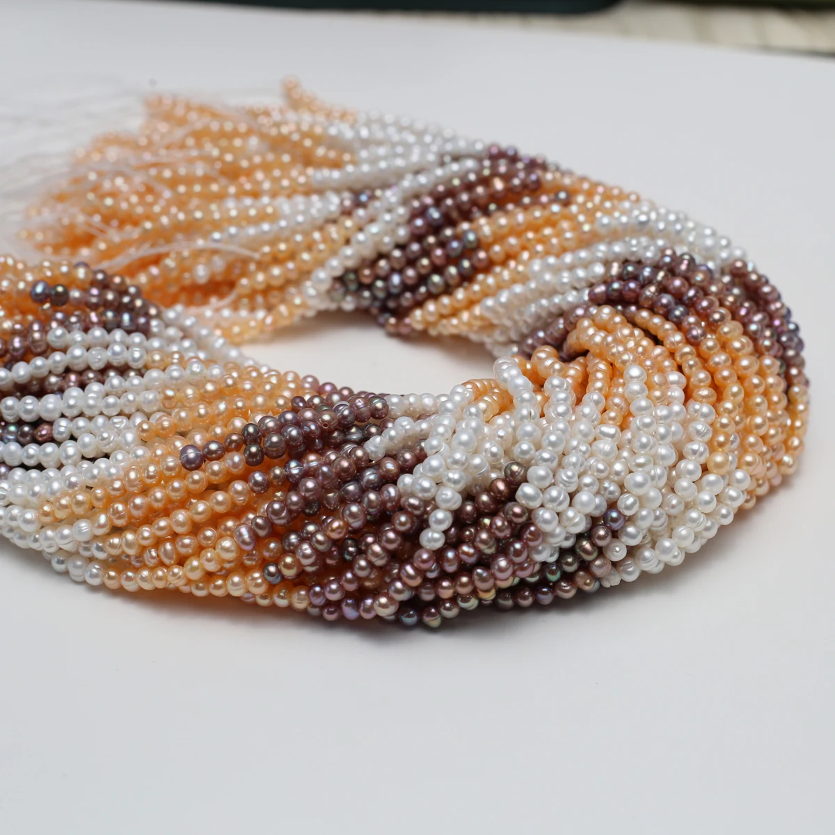 

AA 3-4mm Colored Near-Round Natural Pearl Semi-Finished Beads for Jewelry Making Supplies DIY Necklace Bracelet Accessories 36cm