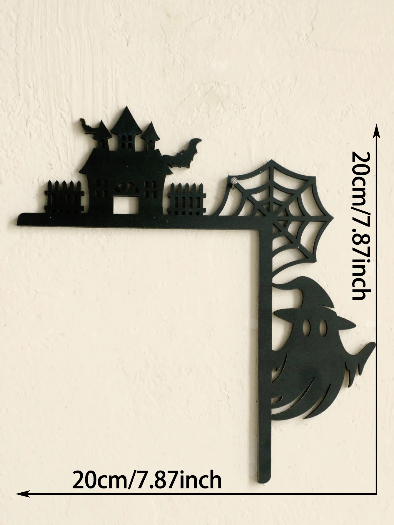 Wooden Halloween Door Corner Decor, Gothic Haunted House, Ghost & Spider Web Design, Black Wall Hanging Ornament for Home Party