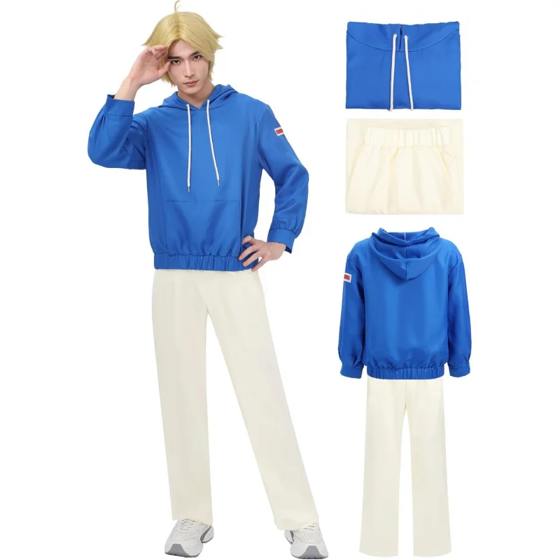 

❤️❤️❤️C-ZOFEK Anime Cosplay Costume Outfit Blue Hoodie Pants Set Uniform for Halloween❤️⭐️❤️