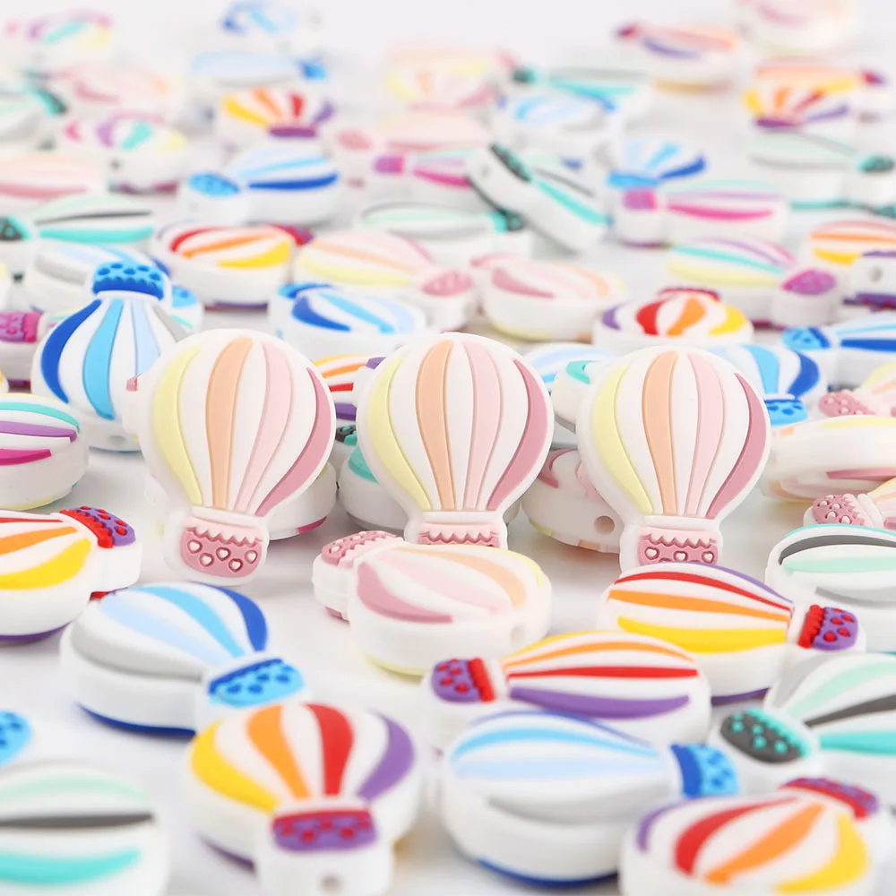 

10pcs Rainbow/Hot Air Balloon Silicone Focus Beads DIY For Making Jewelry Bracelet Necklace Earrings Key Ring Accessories