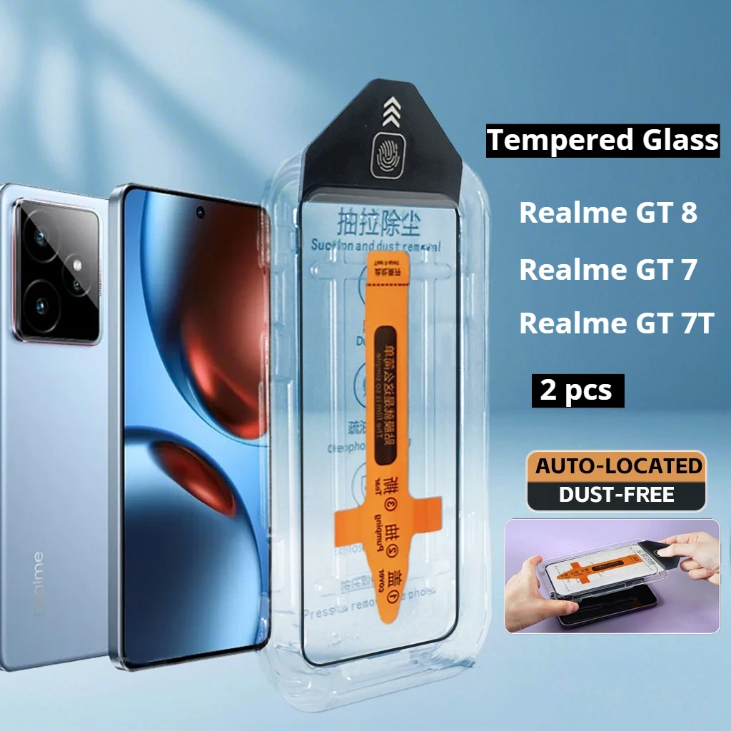 2 szt. Szkło Hartowane do Realme GT 8 7 7T GT7 GT8 Folia Ochronna na Ekran z Bezpiecznym Montażem Bezpyłowym…