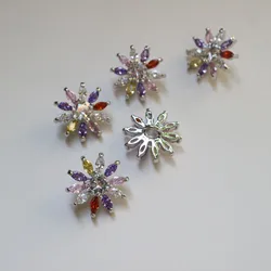 5pc/lot Luxury floral rhinestone buttons Cubic zirconia button for shirt Decorative CZ sewing   cashmere Knit cardigan