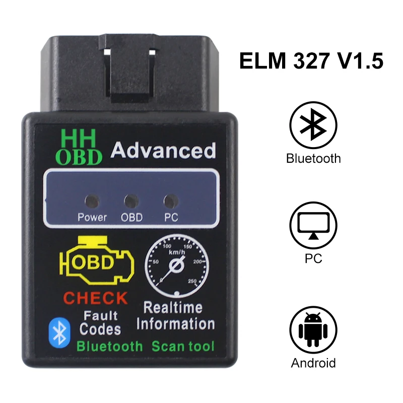 أداة تشخيص OBDII بلوتوث ، قارئ رموز ، ELM av1.5 ، OBD2 ، أداة مسح ، أندرويد ، IOS ، ويندوز