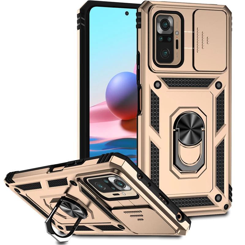 For Xiaomi Redmi Note 10 Pro Case Cover Redmi Note 10 Pro Capa Slide Camera Lens Shockproof Ring Holder Fundas Redmi Note 10 Pro