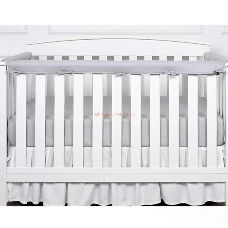 96GC 3 قطع من غطاء حاجز سرير الأطفال الناعم القابل للتنفس وواقي مبطن وممتص للصدمات