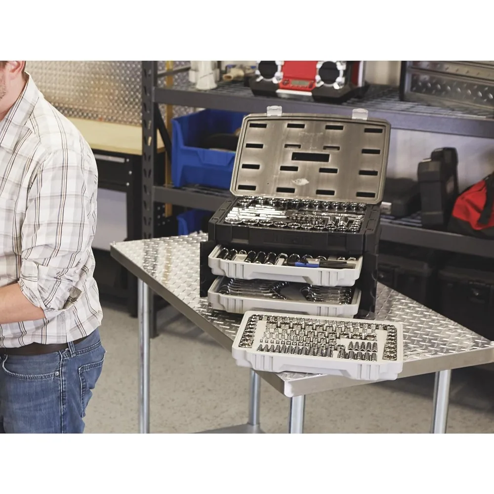 مجموعة أدوات الميكانيكي 245 قطعة 1/4 3/8 1/2 بوصة مجموعة مقابس القيادة مع أدوات السيارات #6