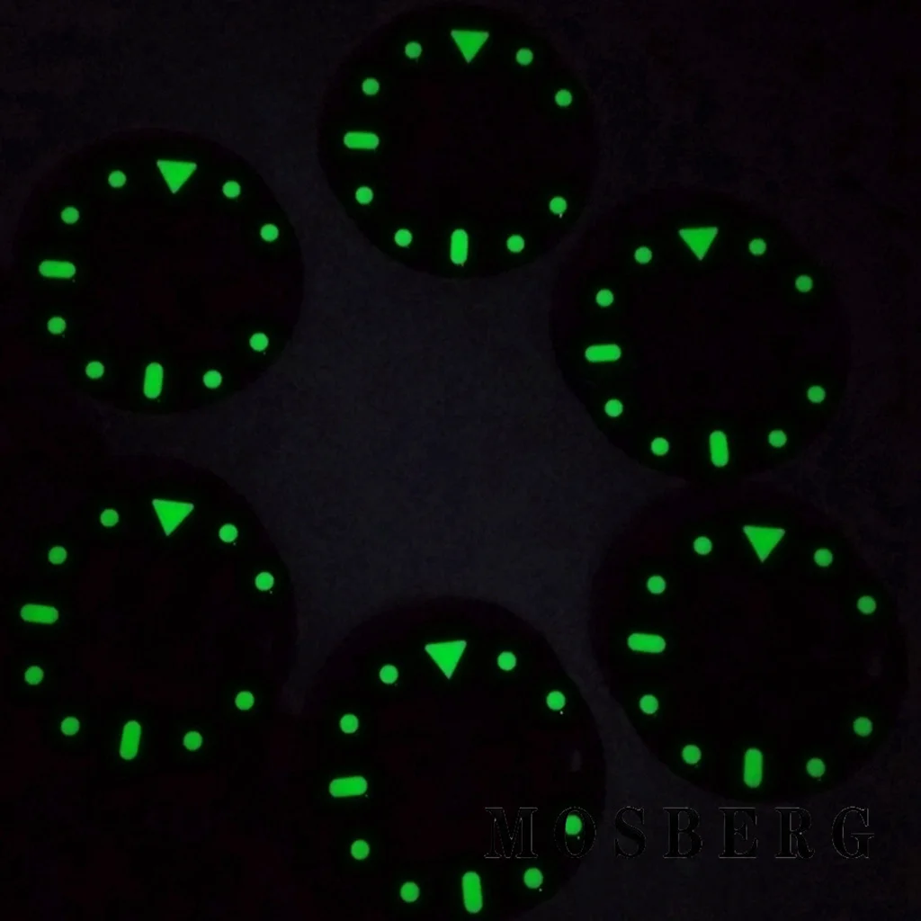 28,5 мм NH36 циферблат стерильный зеленый светящийся для 3-го часов 3,8 часа с окошком даты для NH36 NH36A аксессуары для механизмов