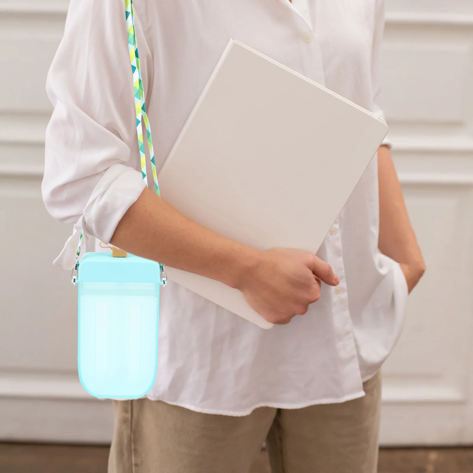 

Creative Popsicle Water Bottle 500ml Portable Cups Durable PC Silicone Ribbon Design Ideal for Tea Coffee Juice Easy Clean