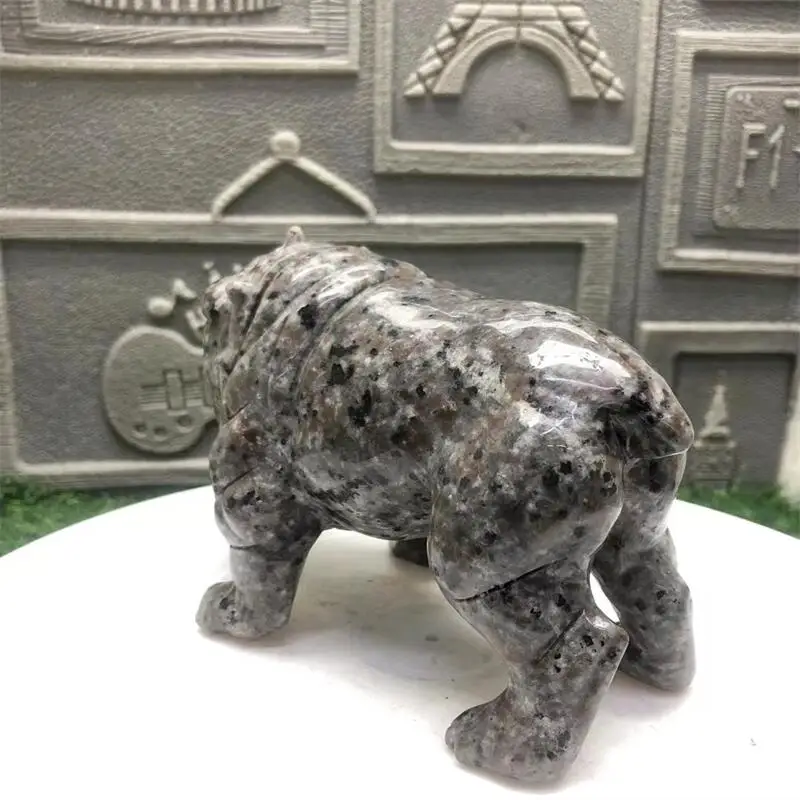 Natural Crystal Yooperlite Dog Gemstone Carving Healing Animals Figurines Reiki Stones Ornaments Home Decoration 15x10x8cm