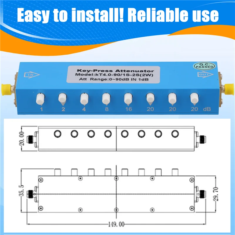 

N75R-Татюатор сигнала 0-90 дБ 2 Вт DC-4 Тип SMA/N Аттенюатор радиочастотного сигнала Внешняя резьба Внутреннее отверстие
