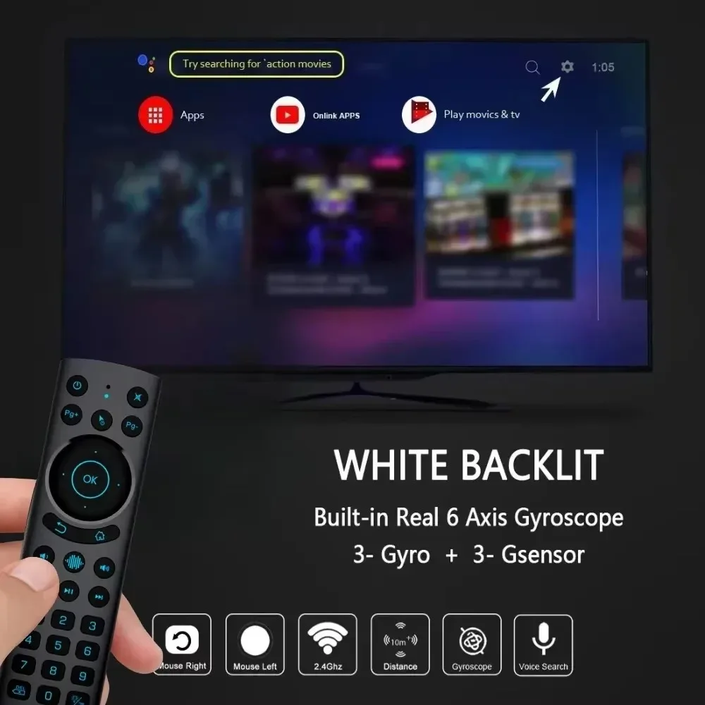 G20S PRO BT Air Mouse Backlit Light 2.4G Wireless Gyroscope Smart Remote Control With Voice IR Learning for Android TV Box