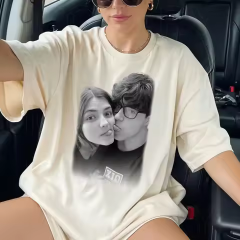 Custom Your Photo Shirt, Personalized Picture Tee Gift for Girlfriend Boyfriend Girlfriend Face Shirt, Your Own Picture Idea Tee