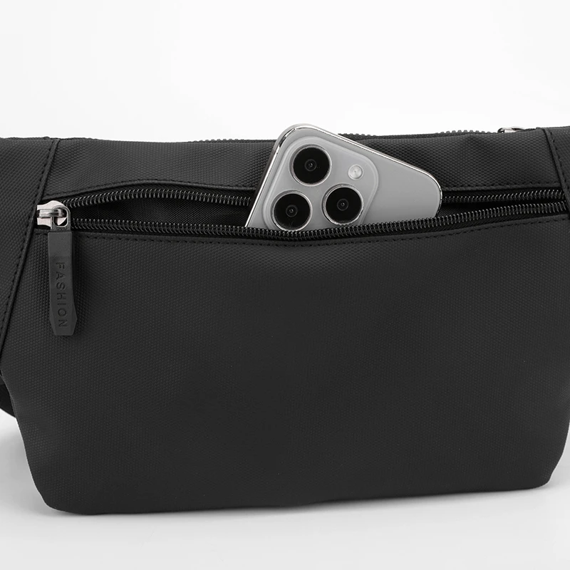 Bolsa masculina de cintura cruzada com vários compartimentos com alça ajustável e necessidades de viagem, adequada para deslocamento diário, ao ar livre e