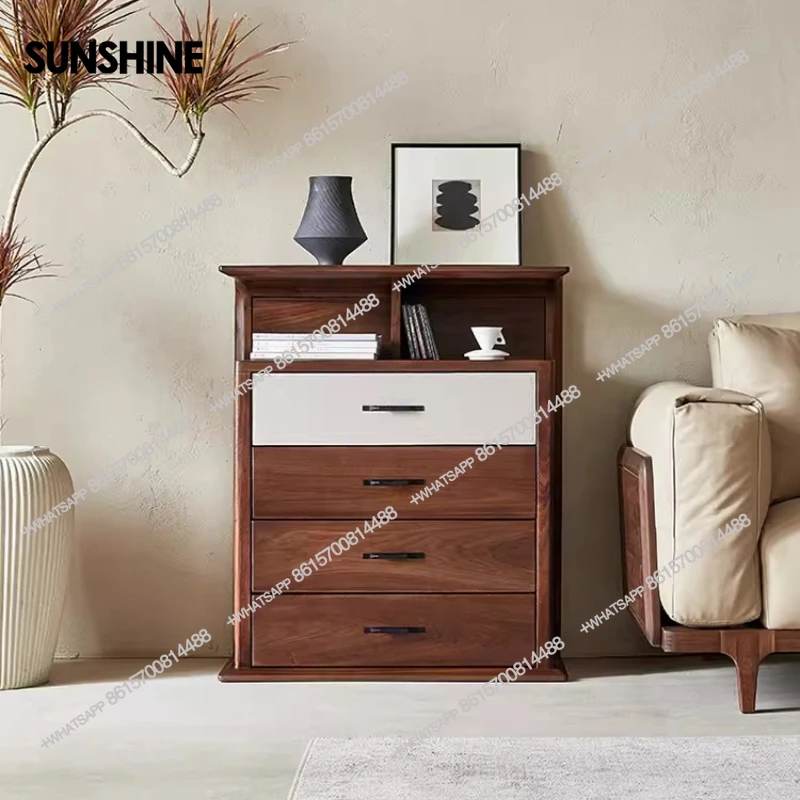 

Italian light luxury solid wood edge cabinet simple storage locker