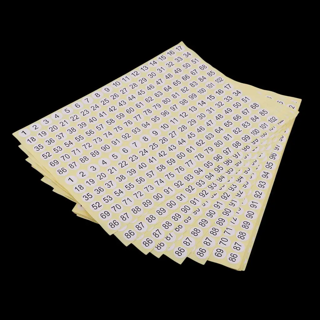15 Sheets Round Sticky 02 Numbers Stickers, Self Small Garment Numbered Labels, for Use