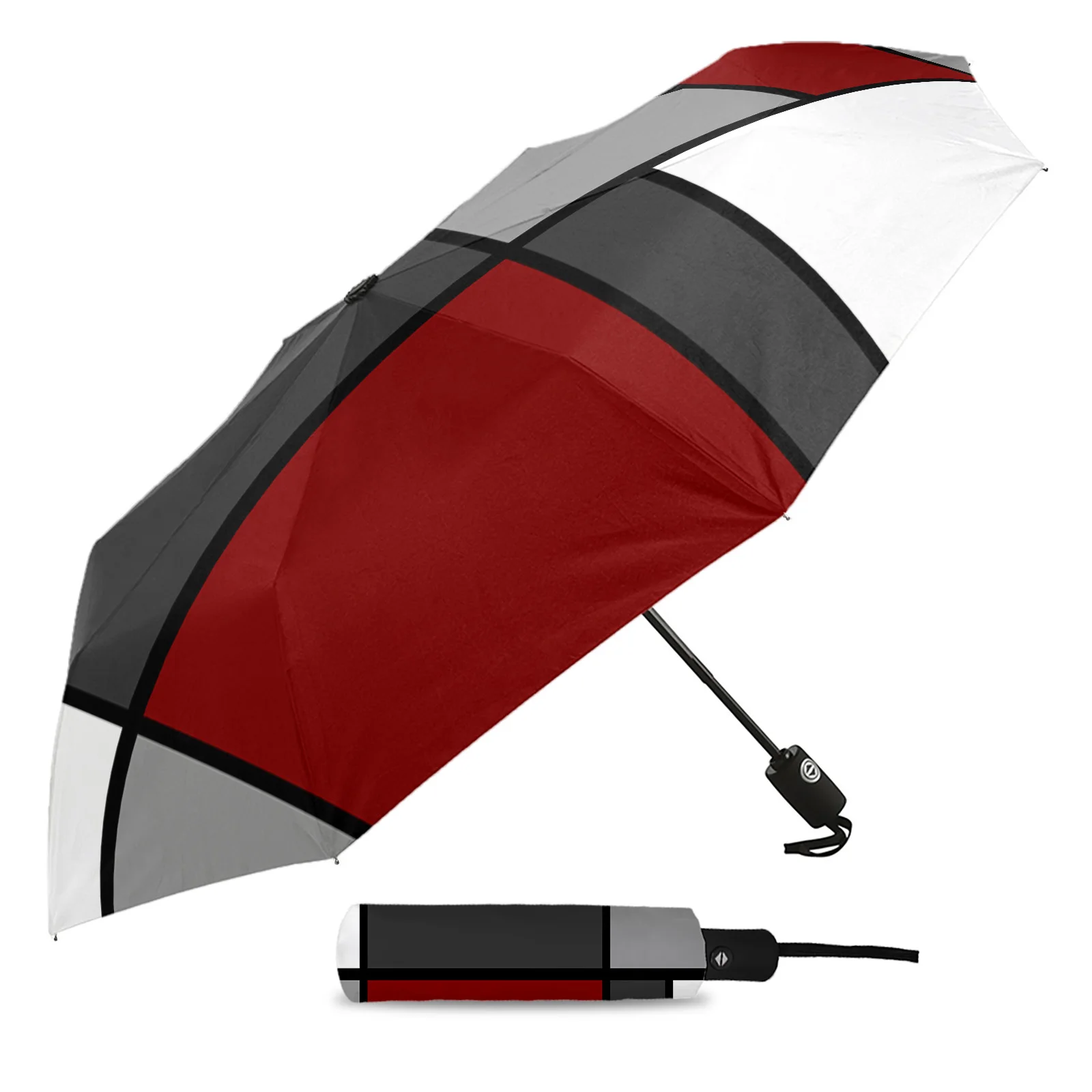 Geometric Crimson Abstract Summer Umbrella for Travel Outdoor Male Female Rain Umbrella Fully-automatic Printed Umbrella