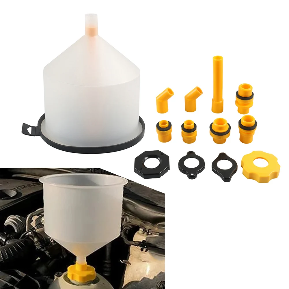 15Pcs Car No Spill Radiator Coolant Fluid Filling Funnel Kit For Auto Cooling System